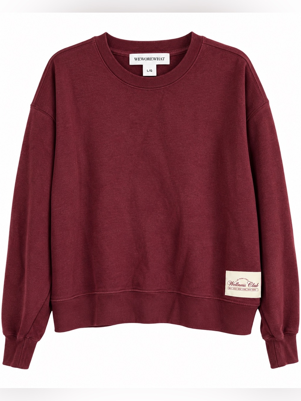 WeWoreWhat Wellness Club Crewneck Sweatshirt Burgundy Large NWOT